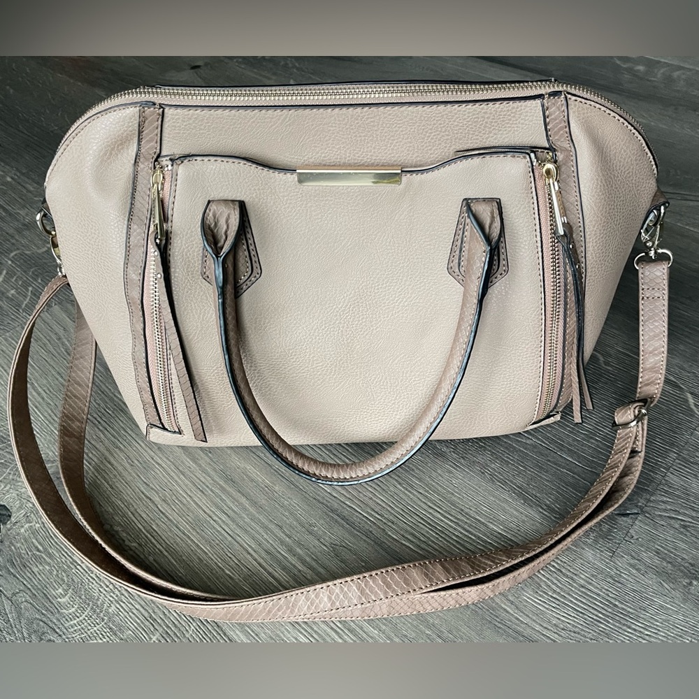 Mossimo Large Beige Handbag Satchel With Removable Adjustable Shoulder Strap
